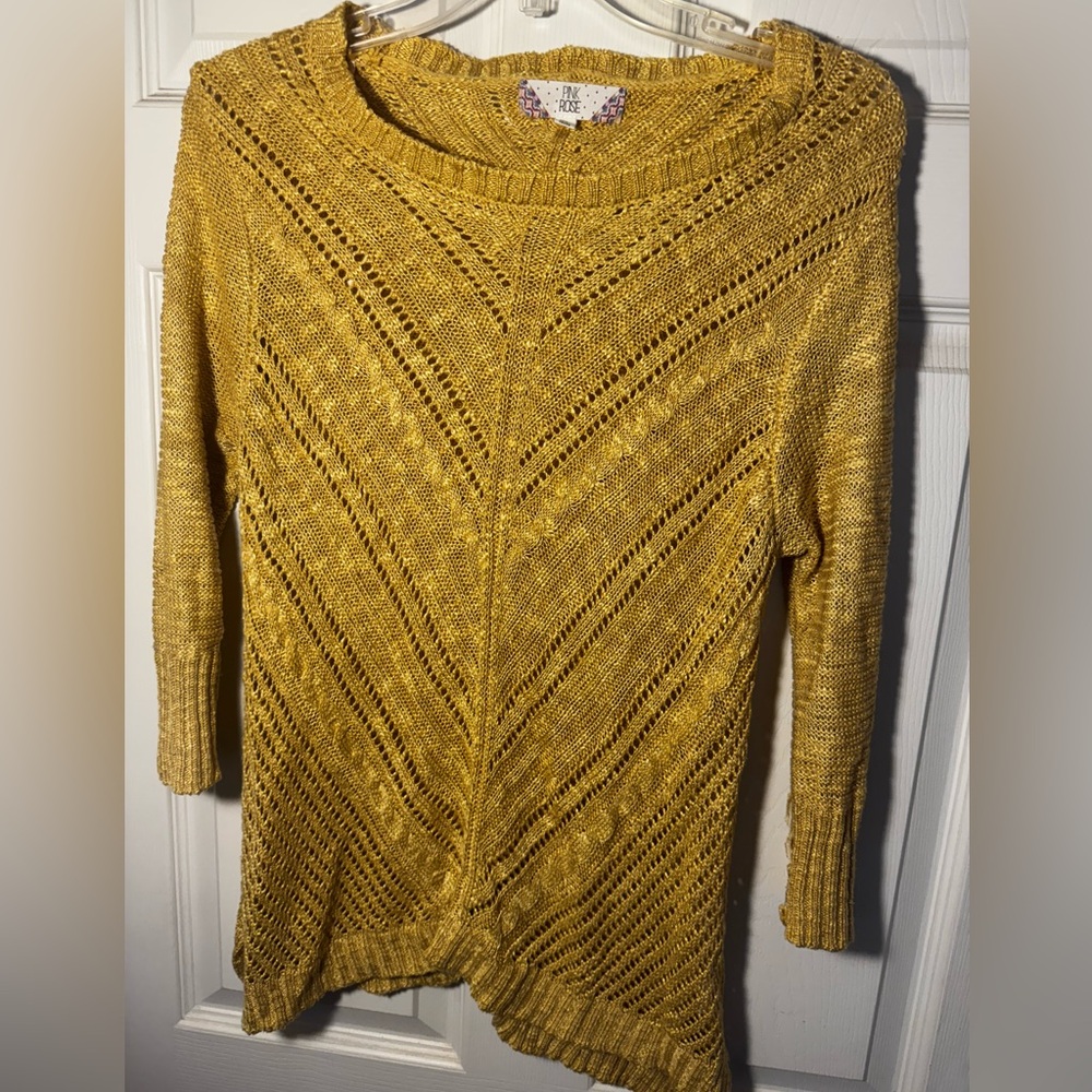 Pink Rose Women's Yellow Knit Sweater Size XL